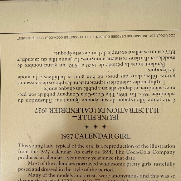 Coca-Cola Co 1927 Calendar Girl Tin Tray Ltd Canadian Edition 1974 Vintage - Picture 4 of 10